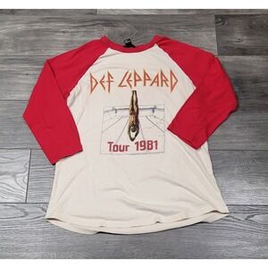 Women's Forever 21 Def Leppard 1981 Tour High 'n' Dry 3/4 Sleeve T-shirt Size M